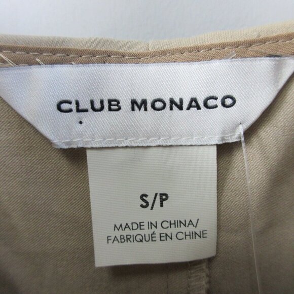 Club Monaco Women Pleated Tank Top S Beige Swing Blouse Cotton Blend Preppy 184 - Picture 3 of 11